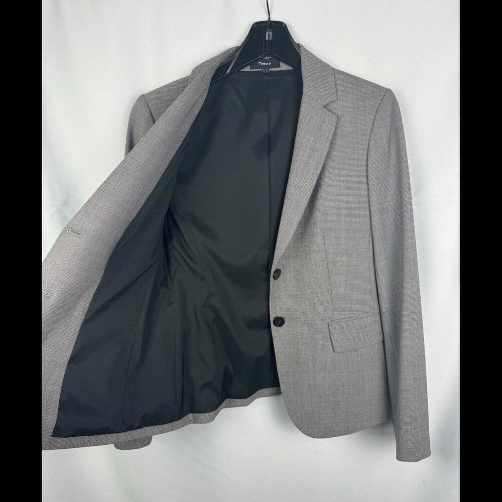 Theory Carissa Geometric Classic Blazer Jacket Gray Size 4 US - Picture 3 of 6